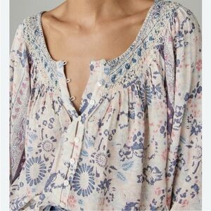 Lucky Brand Boho Lightweight Printed Long Sleeve Top